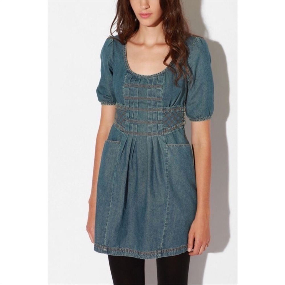 Urban Outfitters Ecote Blue Denim Short Sleeve Mini Dress